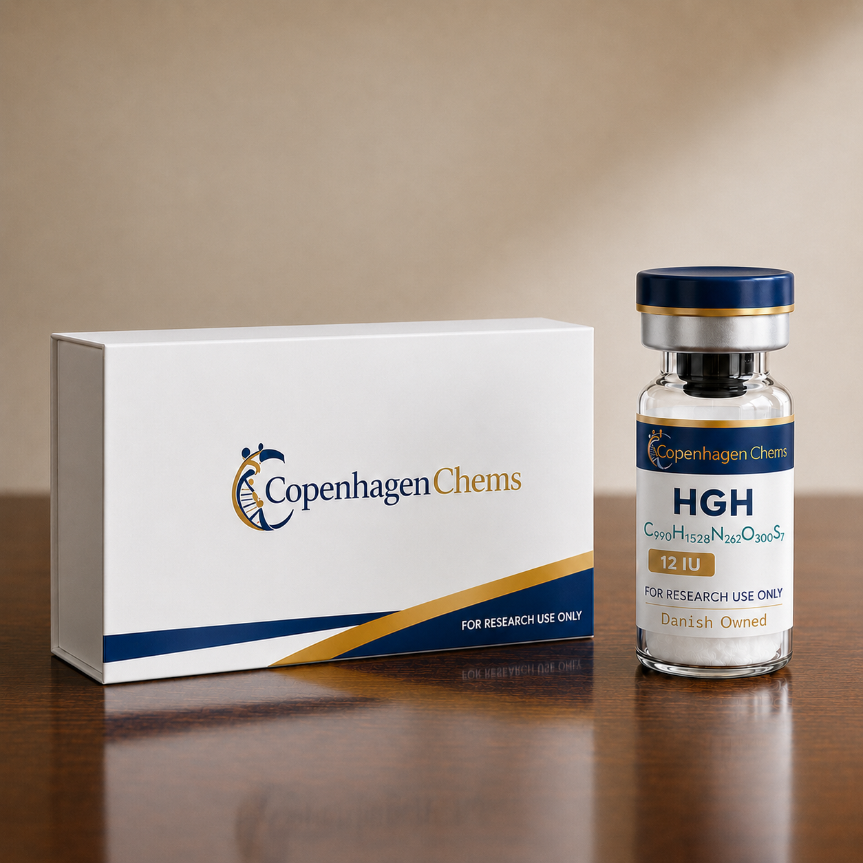 Research-grade HGH 12IU 12IU peptide vial from CopenhagenChems - for research use only, not for human consumption - view 2